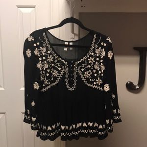 Embroidered blouse Anthro Meadow Rue